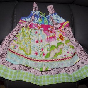 Georgia Grace Boutique Knotted Brightly Colored Apron Dress Size 18M Girl's EUC